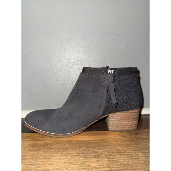Tom’s Loren Suede Gray Ankle Heeled Boots Bootie Size 7.5 - Picture 5 of 14